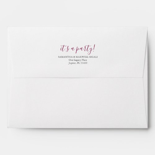 Modern Berry Red Pre Addressed Party Envelope