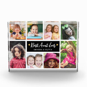 Modern Best Aunt Ever 8 Picture Collage Keepsake Photo Block