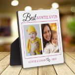 Modern Best Auntie Ever 2 Photo Collage Plaque<br><div class="desc">A simple and memorable gift for the new aunt personalized with her favorite photos with niece or nephew.</div>