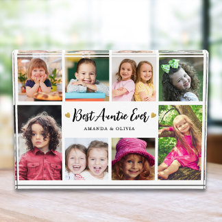 Modern Best Auntie Ever 8 Picture Collage Keepsake Photo Block