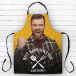 Modern Best BROTHER Ever Cool Name Photo Men's Apron<br><div class="desc">Cool and funny personalized gift for the best brother ever in your life. Simply upload his photo and customize it with his name and birth year.</div>