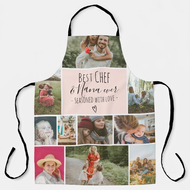 Modern Best chef and grandma photo collage grid Apron (Front)