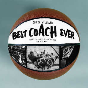 Modern BEST COACH EVER Cool Street Style Collage Basketball