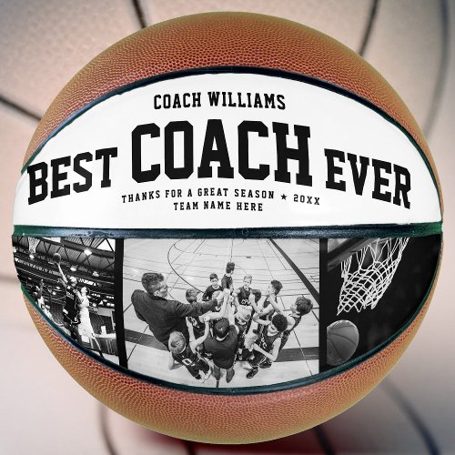 Modern BEST COACH EVER Cool Trendy Photo Collage Basketball
