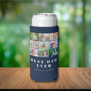 Modern Best Dad 9 Photo Name  Seltzer Can Cooler