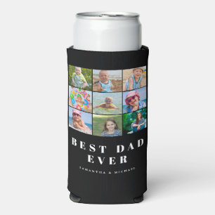 Modern Best Dad 9 Photo Seltzer Can Cooler
