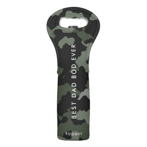 Modern Best Dad Bod Ever Funny Fathers Day Camo Wine Bag