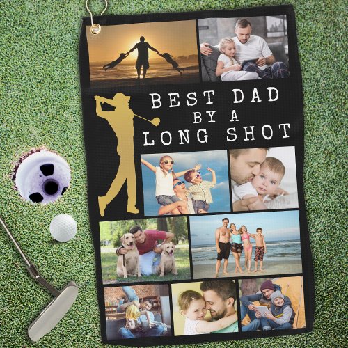 Modern BEST DAD BY A LONG SHOT 9 Photo Collage Golf Towel
