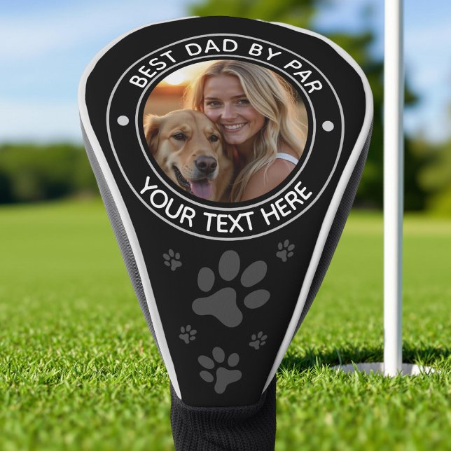 Modern Best Dad By Par Dog Photo Personalized  Golf Head Cover (Creator Uploaded)