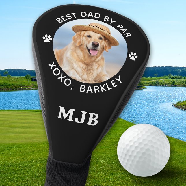 Modern BEST DAD BY PAR - Dog Photo Personalized Golf Head Cover (Creator Uploaded)