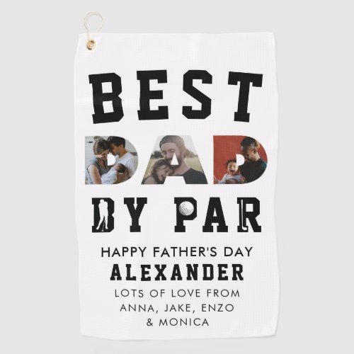 Modern Best Dad by Par Photo Happy Fathers Day Golf Towel