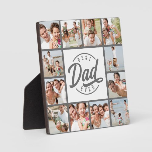 Modern Best Dad Ever 12 Photo Collage Plaque