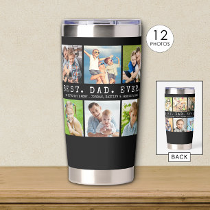 Modern BEST DAD EVER 12 Photos Personalized Insulated Tumbler