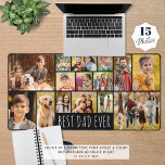 Modern Best Dad Ever 14 Photo Collage Custom Desk Mat<br><div class="desc">Create your own custom color photo desk mat for the BEST DAD EVER utilizing this easy-to-upload photo collage template featuring 14 pictures in various shapes and sizes in your choice of font styles and color and/or background color (shown with a modern typography font style in white on black). The text...</div>