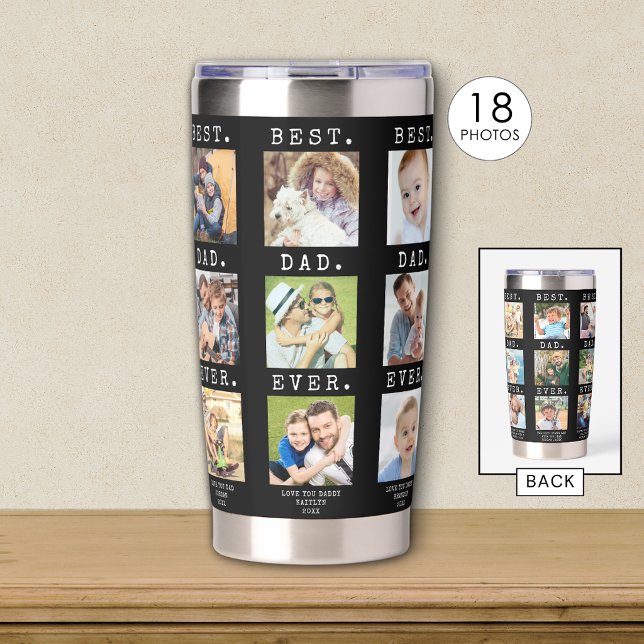 Modern BEST DAD EVER 18 Photos Custom Columns Insulated Tumbler (Creator Uploaded)