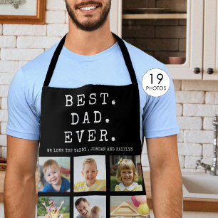 Modern BEST DAD EVER 19 Photo Collage Custom Apron