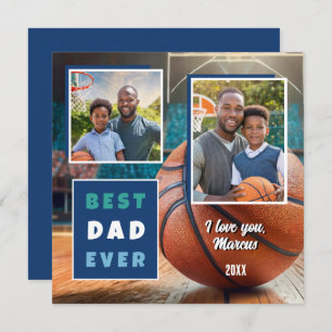 Modern Best Dad Ever 2 Photo Collage Father's Day Holiday Card