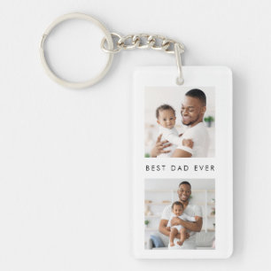 Modern Best Dad Ever 2 Photos Keychain