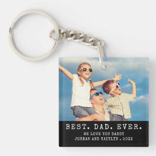 Modern BEST DAD EVER 2 Photos Personalized Keychain