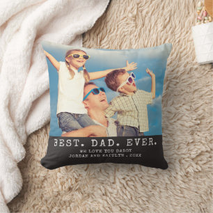 Modern BEST DAD EVER 2 Photos Personalized Throw Pillow