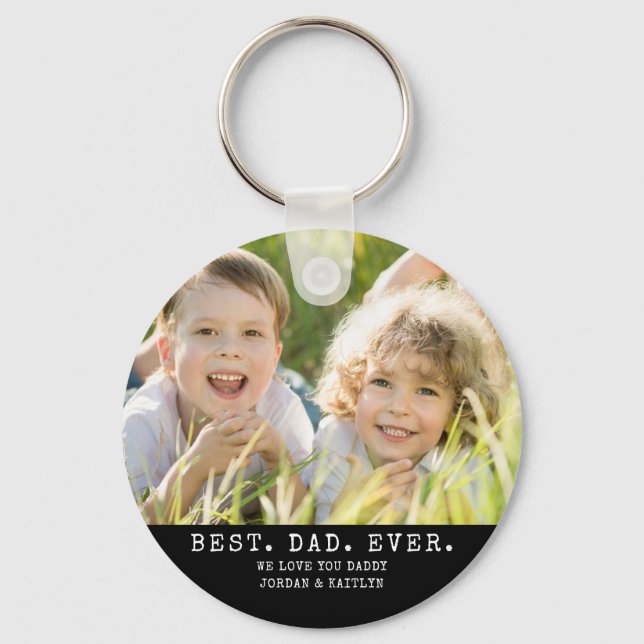 Modern BEST DAD EVER 2Photos Personalized Keychain (Front)