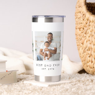 Modern Best Dad Ever 3 Photo Coffee Mug Insulated Tumbler