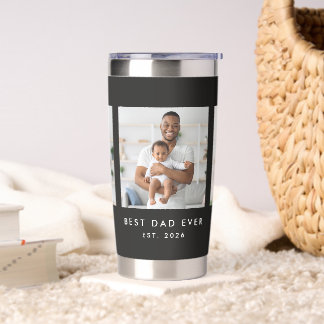 Modern Best Dad Ever 3 Photo Coffee Mug Insulated Tumbler
