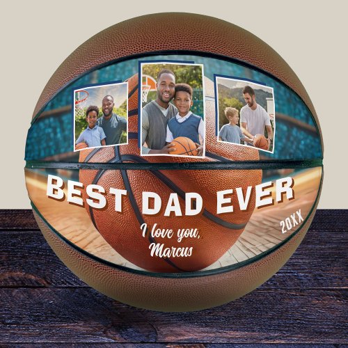 Modern Best Dad Ever 3 Photo Collage Father Basketball
