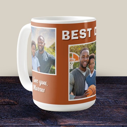 Modern Best Dad Ever 3 Photo Collage Father Coffee Mug