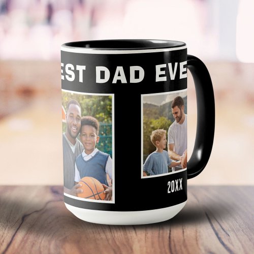 Modern Best Dad Ever 3 Photo Collage Father Mug