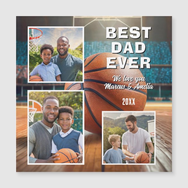 Modern Best Dad Ever 3 Photo Collage Father's Day  (Front)