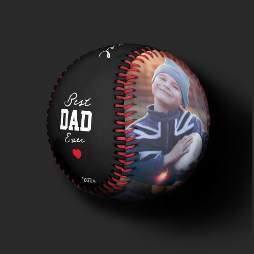Modern Best Dad Ever 3 Photo Collage Fathers Day Baseball