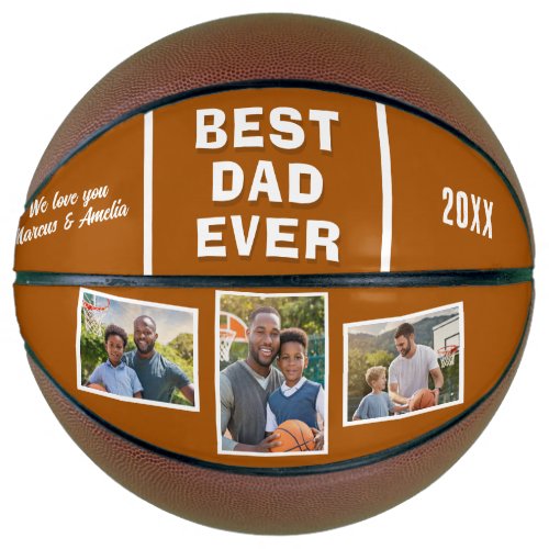 Modern Best Dad Ever 3 Photo Collage Fathers Day Basketball