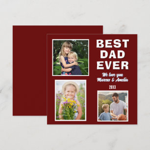 Modern Best Dad Ever 3 Photo Collage Father's Day  Holiday Card