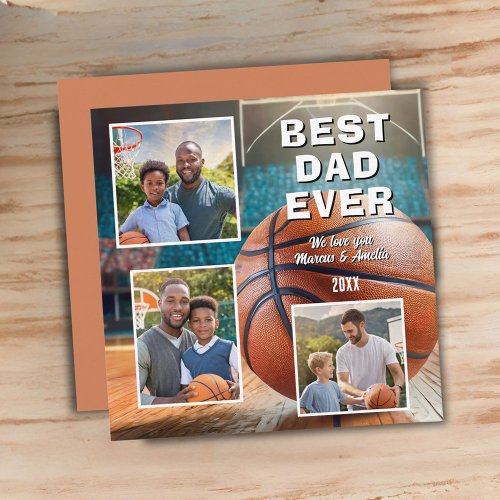 Modern Best Dad Ever 3 Photo Collage Fathers Day  Holiday Card