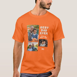 Modern Best Dad Ever 3 Photo Collage Father's Day T-Shirt