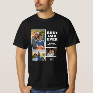 Modern Best Dad Ever 3 Photo Collage Father's Day T-Shirt