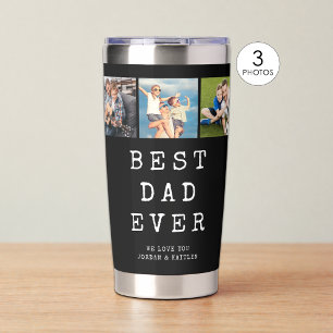 Modern BEST DAD EVER 3 Photos Insulated Tumbler