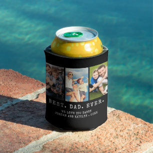 Modern BEST DAD EVER 3 Photos Personalized Can Cooler