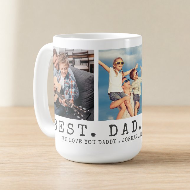 Modern BEST DAD EVER 3 Photos Personalized Coffee Mug (Creator Uploaded)