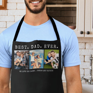 Modern BEST DAD EVER 3 Photos Personalized Custom Apron