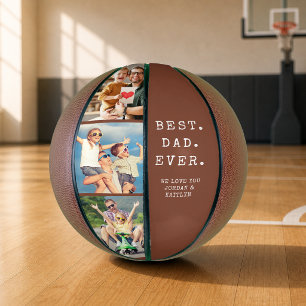 Modern BEST DAD EVER 3 Photos Personalized Custom Basketball