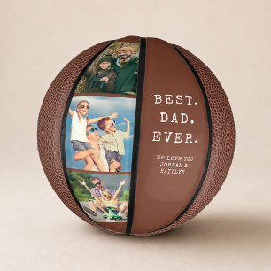 Modern BEST DAD EVER 3 Photos Personalized Custom Mini Basketball
