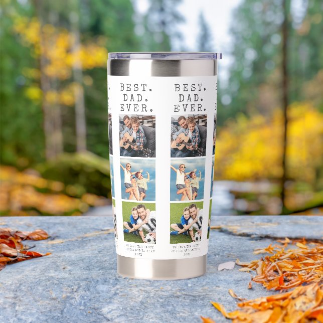 Modern BEST DAD EVER 3 Photos Personalized Insulated Tumbler (Outdoor)