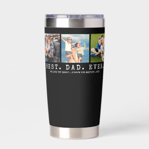 Modern BEST DAD EVER 3 Photos Personalized Insulated Tumbler
