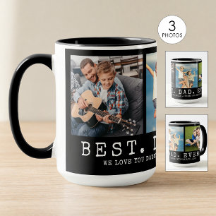 Modern BEST DAD EVER 3 Photos Personalized Mug