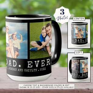 Modern BEST DAD EVER 3 Photos Personalized Mug
