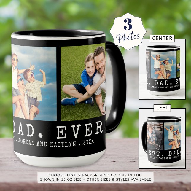 Modern BEST DAD EVER 3 Photos Personalized Mug (Creator Uploaded)