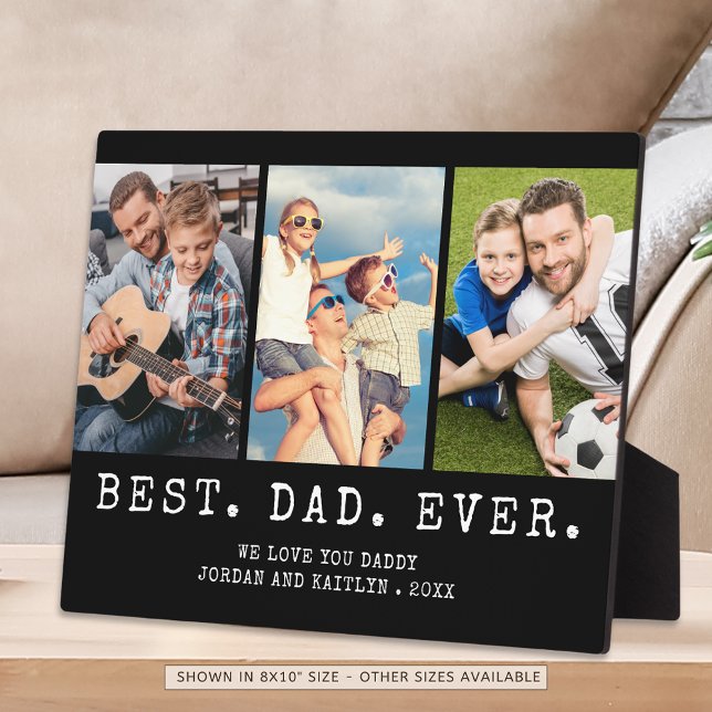 Modern BEST DAD EVER 3 Photos Personalized Plaque (Creator Uploaded)