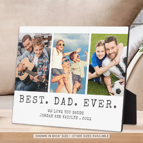 Modern BEST DAD EVER 3 Photos Personalized Plaque